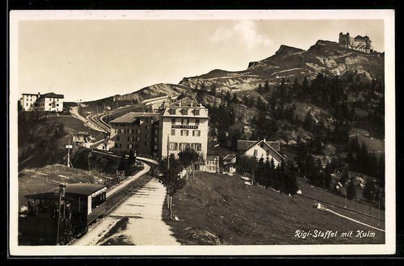 Cartoline postali: Rigi-Staffel, Ansicht mit Kulm, Gasthaus – Usato da Berlin venduto da bartko-reher