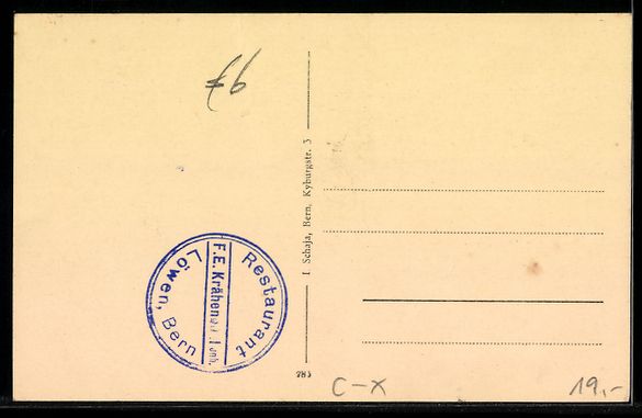 Cartoline postali: Bern, Restaurant Löwen, Inh. F. E. Kr – Usato da Berlin venduto da bartko-reher 1
