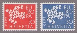 1961_379+380_Mi 736+37_EUROPA Taubenschwarm ! **