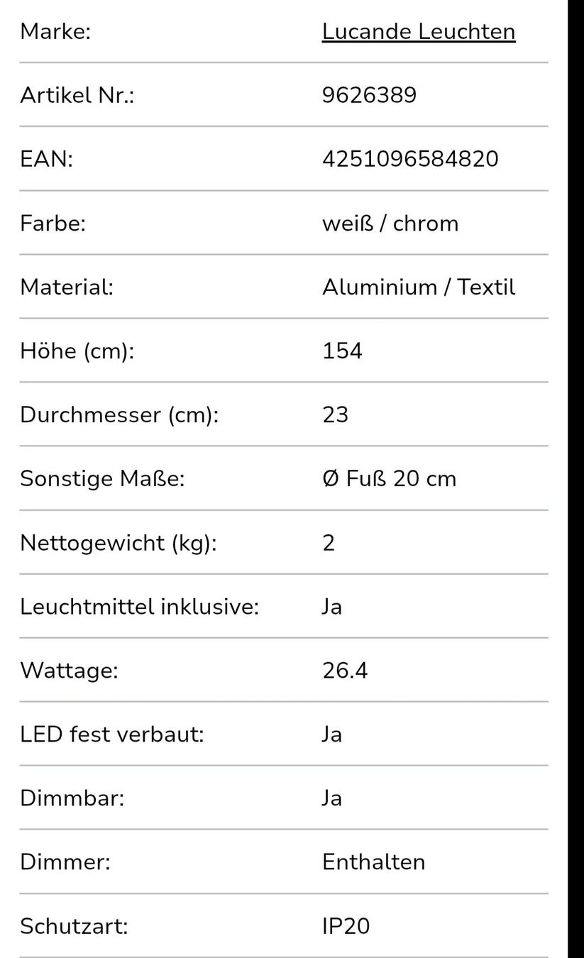 Lampes: Stehlampe dimmbar Lucande – D'occasion à Schmitten FR par Skyshine 2