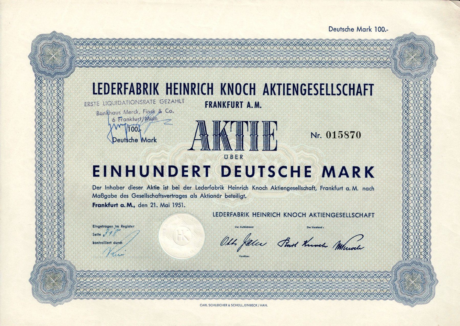 Documenti: Lederfabrik Heinrich Knoch AG – Usato da Ittigen venduto da hiwepa