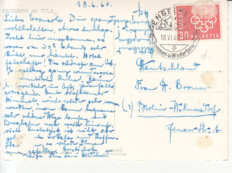 Cartoline postali: Engelberg 1960 – Usato da Bürglen TG venduto da StampGraf 1