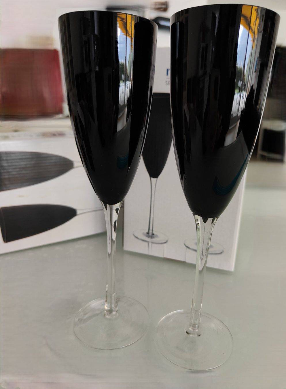 Bicchieri: 6 Flute schwarz Glass – Nuovo e nell'imballaggio originale da Rancate venduto da Solo_cose_belle 2
