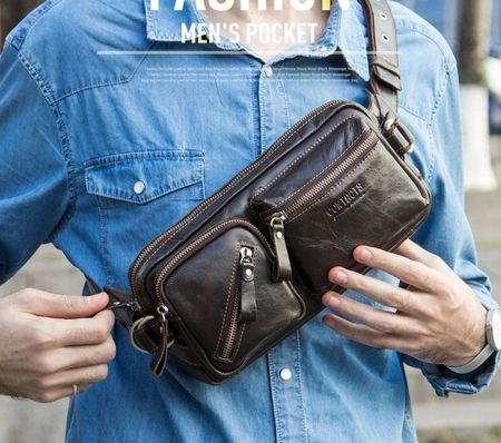 Leder Gürteltasche mehreren Fächern - Sac banane en cuir