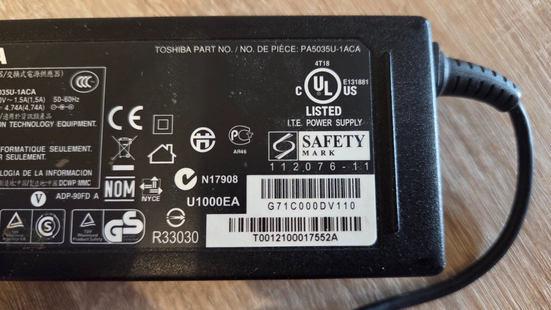 Toshiba Ladegerät: Toshiba Notebook Netzteil, Model PA5035U-1ACA – Gebraucht aus Adlikon b.Regensdf von ChriZ86 3
