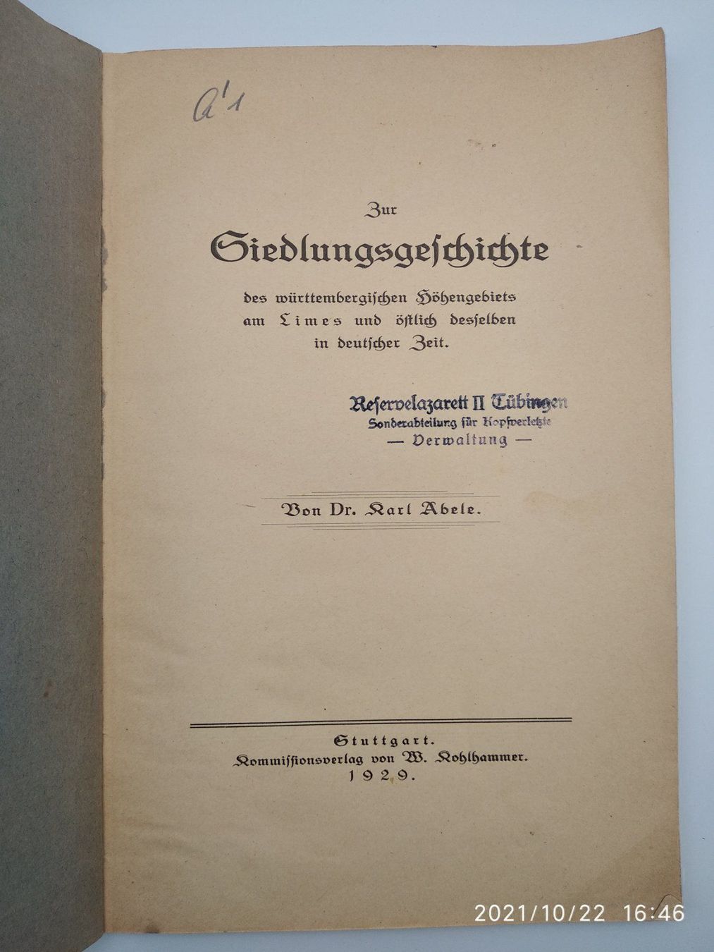 Libri: SIEDLUNGSGESCHICHTE WÜRTTEMBERG 1929 – Usato da Goldach venduto da Gaip 1