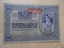 wenig gebrauchte 10'000 Kronen Note 1918 österr.-ungar. Bank