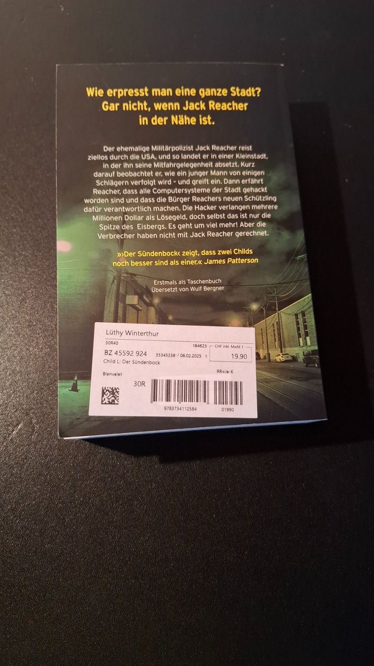 Bücher: *Der Sündenbock* Lee Child / Tb – Gebraucht aus Brütten von Sigimi 1