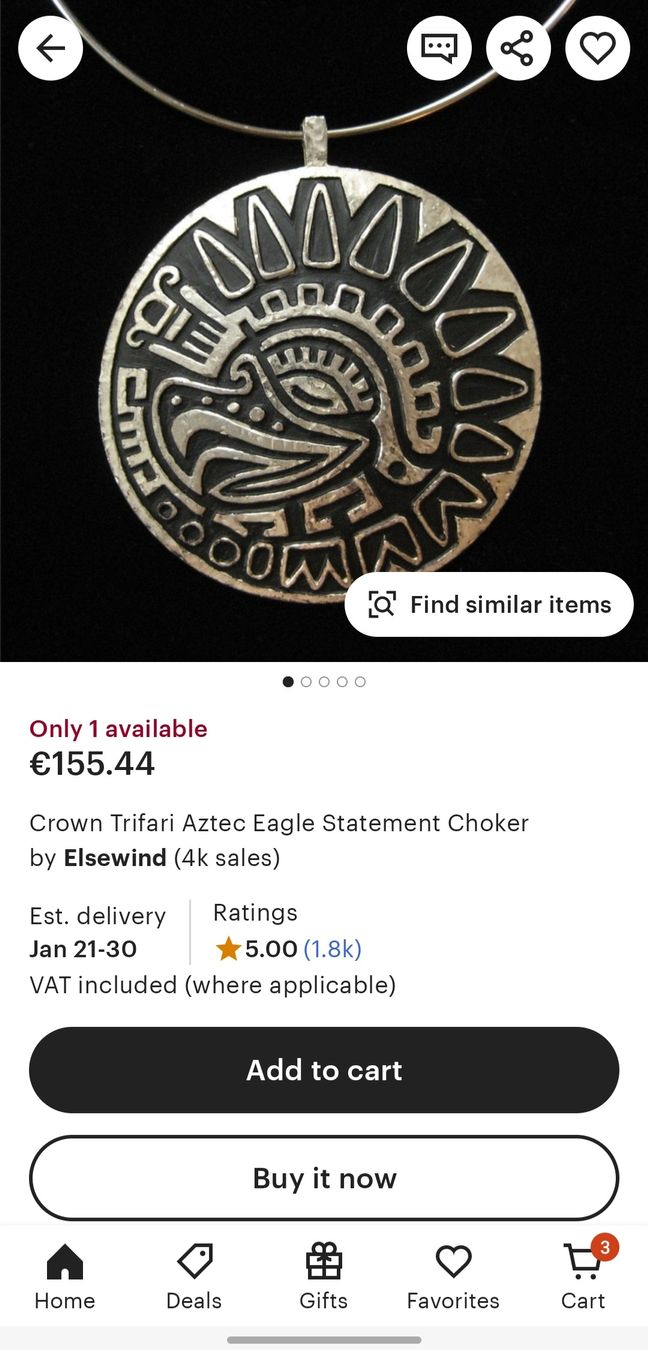 Ciondoli: Crown Trifari Aztec eagle large medallion – Usato da St. Gallen venduto da GIULESGG 8