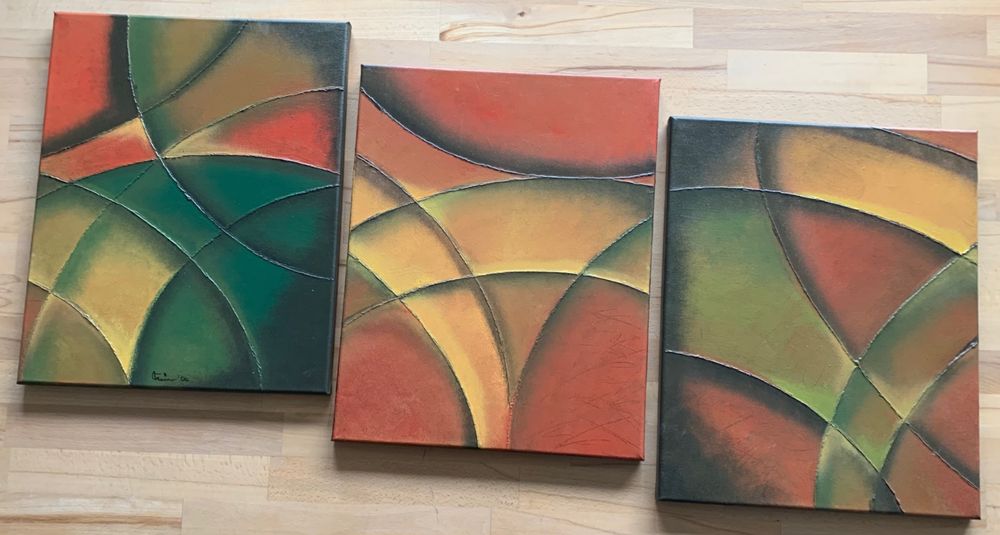 INES FRÖHLICH Color Fields Tryptichon orig. Acryl Kaufen auf Ricardo