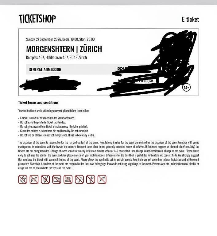 Billets: Morgenshtern Zürich 27.09.26 – Neuf avec emballage d'origine à Frauenfeld par Krootox 1