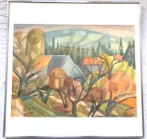 Kläri Lüthi (1913–1991) - Aquarell - Kubistische Landschaft