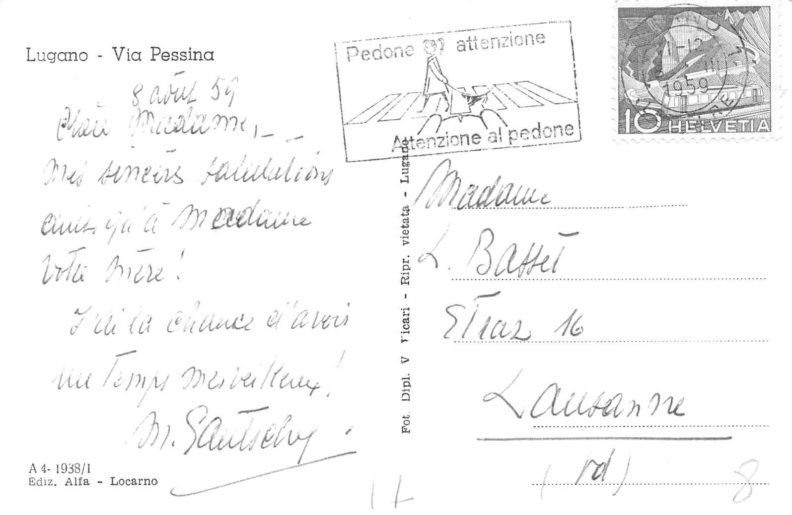 Cartoline postali: Lugano via Pessina – Usato da Biasca venduto da Blenio71 1