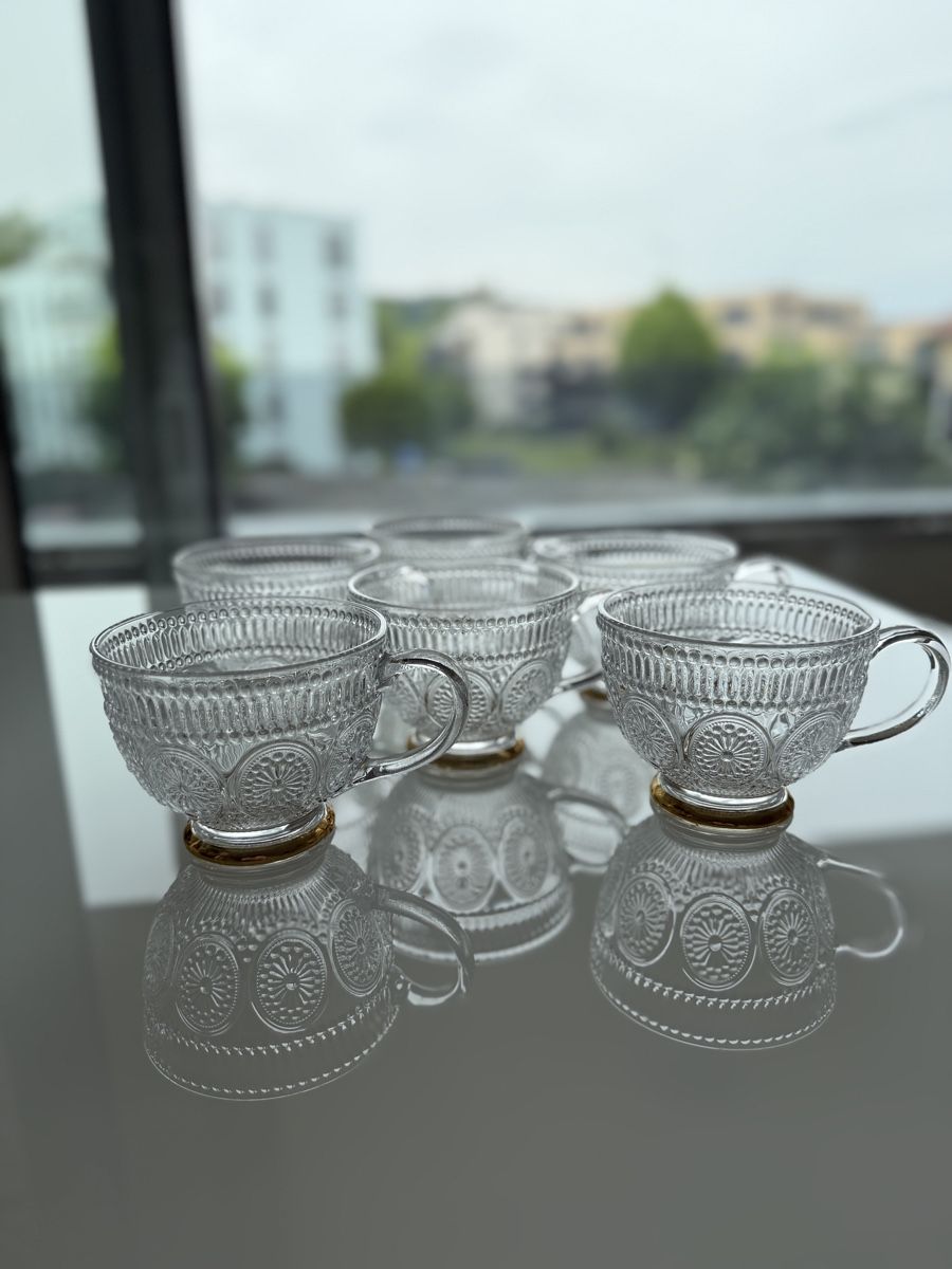 Tazze: Elegant Glass Tea Set - Six Cups - Summer – Nuovo (secondo la descrizione) da Uerkheim venduto da dam_x96b 4