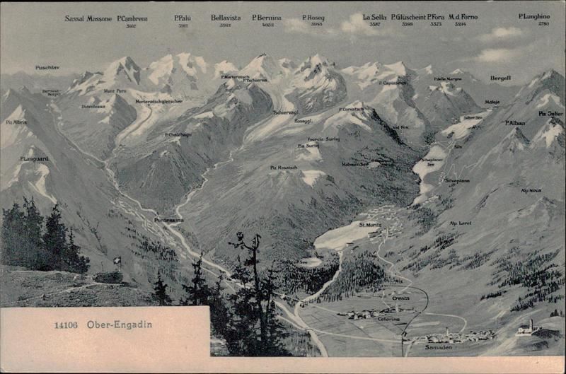 Cartine & Atlanti: Panorama Relief Ober-Engadin – Antico da Ettingen venduto da Kartenplanet