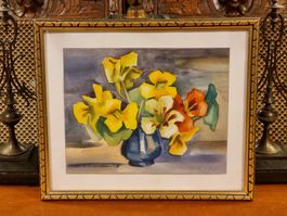 Aquarell 1937 signiert Blumen Goldrahmen