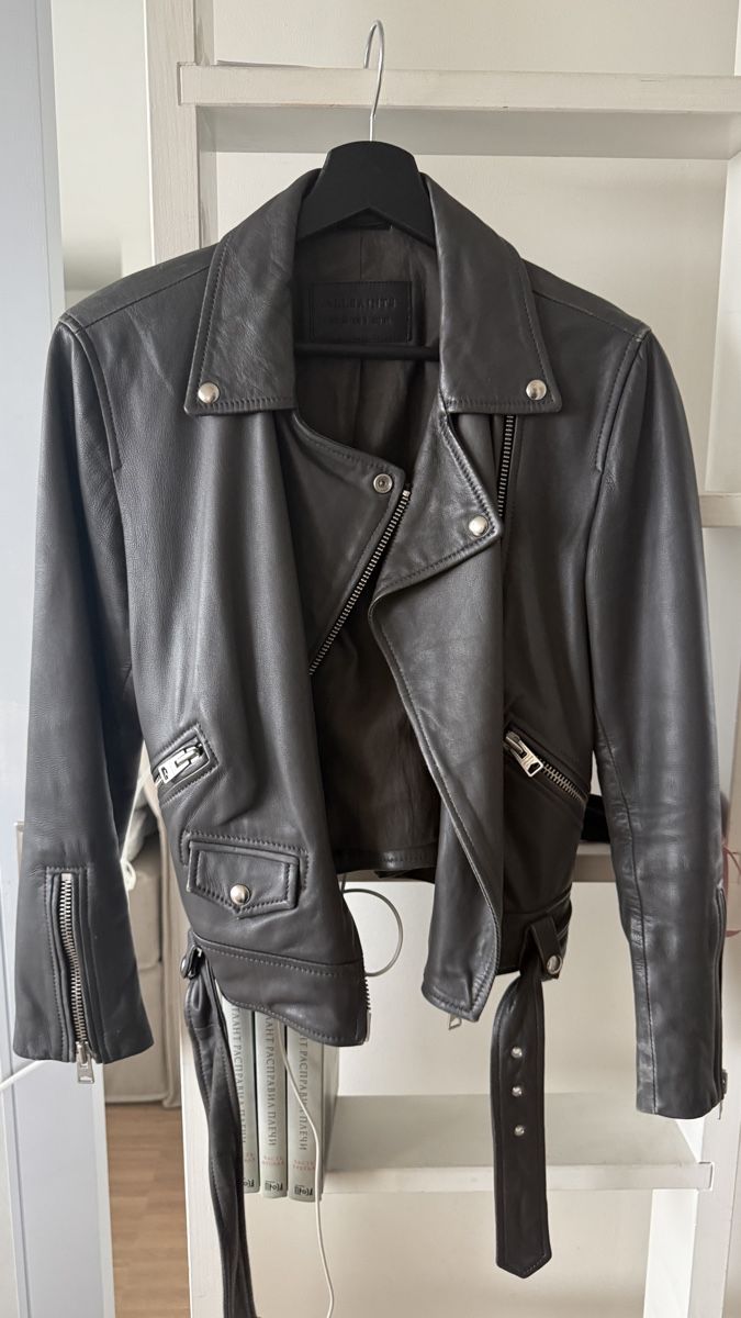 Allsaints Giacche: AllSaints Cole Biker Jacket, Size M, grey leather – Usato da zug venduto da Inaar