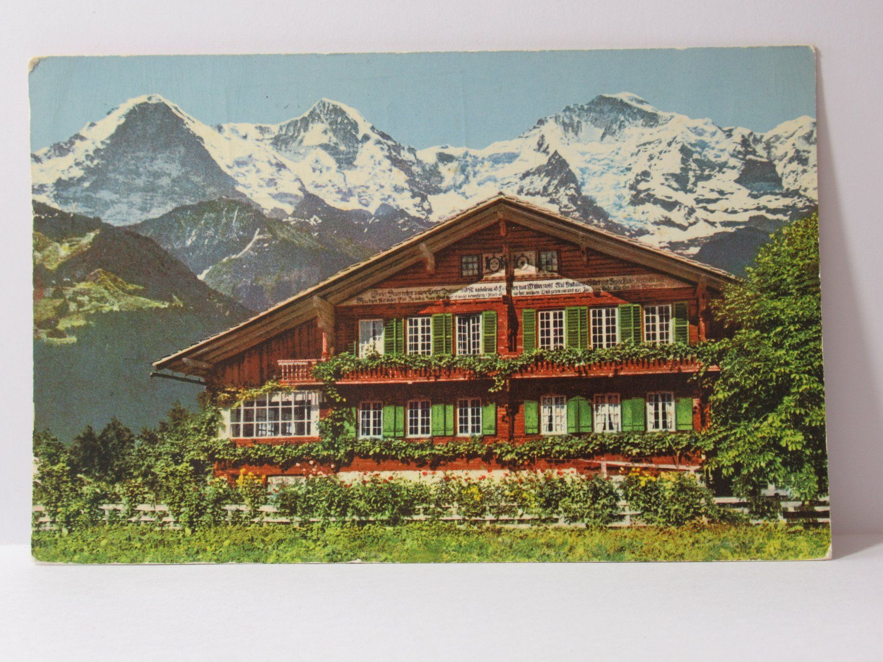 Cartoline postali: Berner Oberländer - Chalet mit Eiger , Mönch & Jungfrau 1963 – Usato da Grenchen venduto da Bluemchen1900