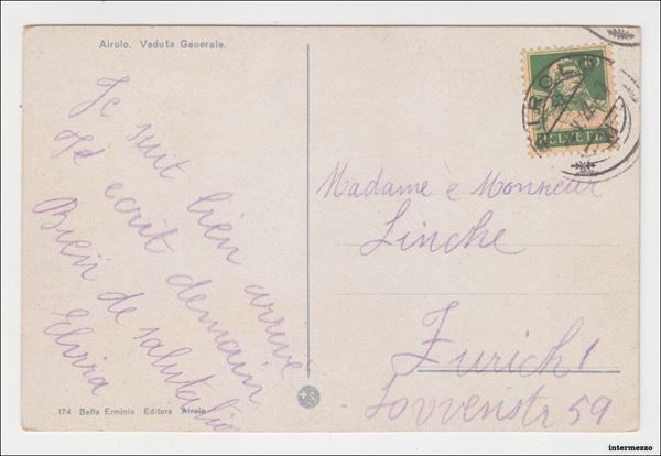 Cartoline postali: Airolo // Veduta Generale // 1922 – Usato da Basel venduto da intermezzo12 1