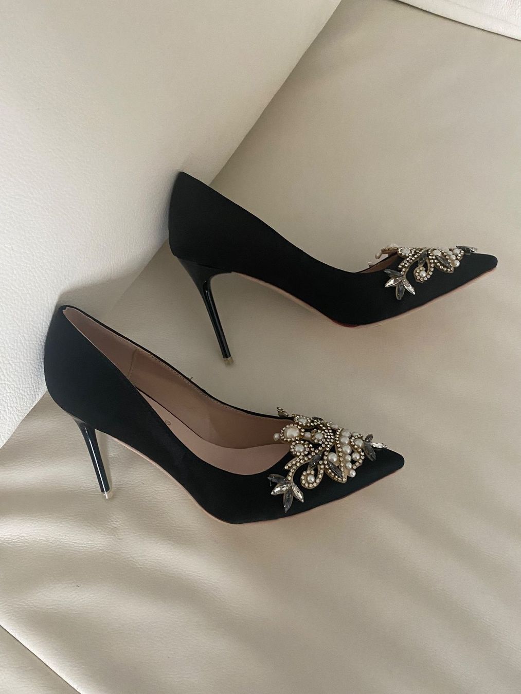 Damenschuhe: edle/stylische High Heels mit Perlen, 38 – Neu und originalverpackt aus Winkel von ferrari2022 4