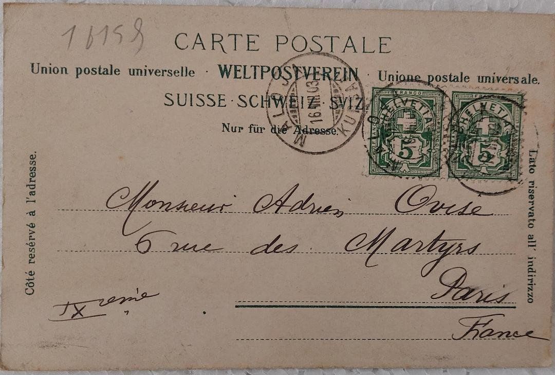Cartoline postali: EDELWEISSHALDE  u. FESSGLETSCHER  - 1903 – Usato da Delémont venduto da Domdom1 1