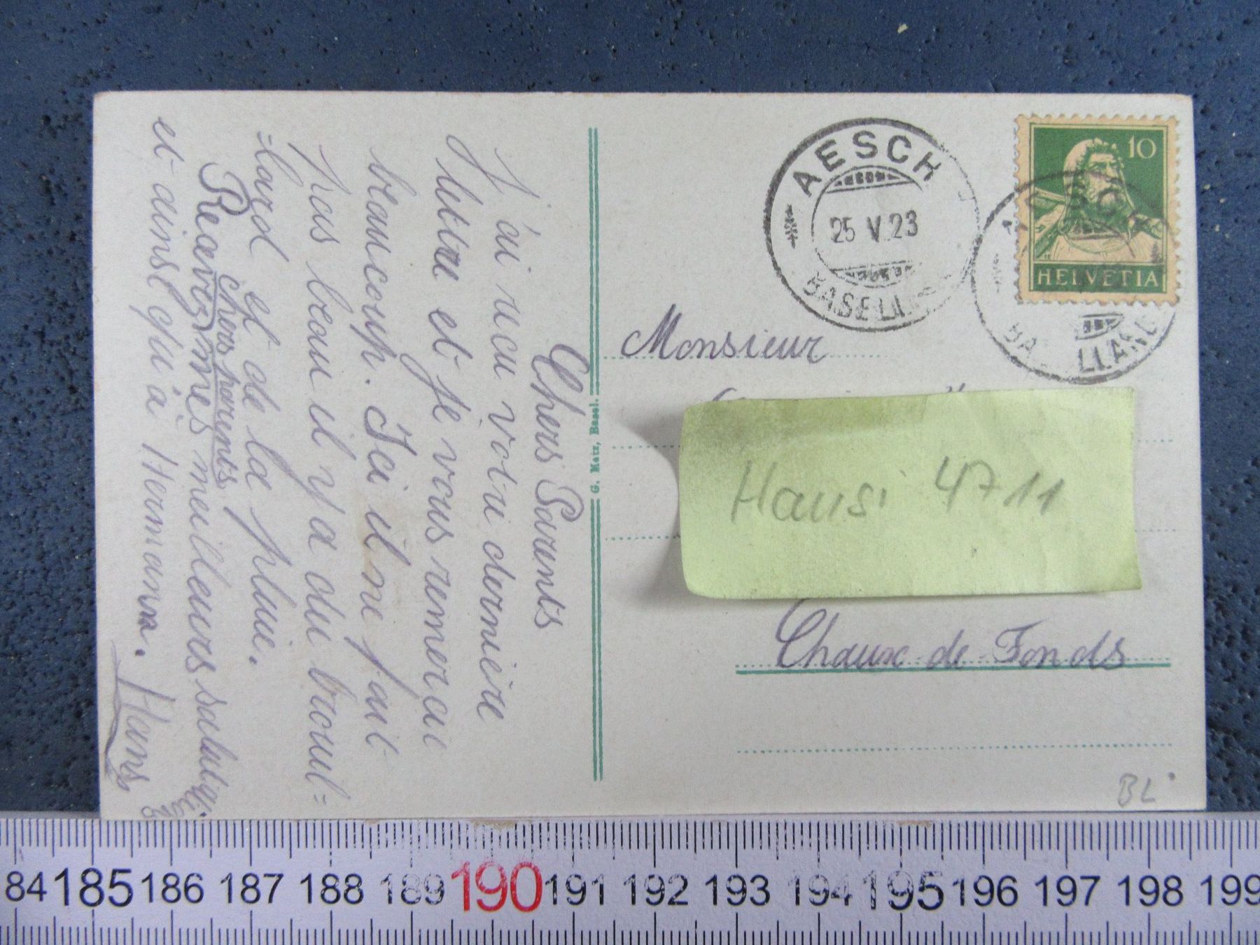 Cartoline postali: AESCH 1923 BL-AK SCHLOSS ANGENSTEIN – Usato da Ettingen venduto da Hausi4711 1