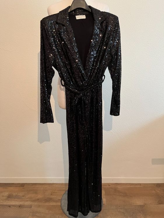Damen Pailletten-Jumpsuit Langarm - Stylischer Overall Für Partys