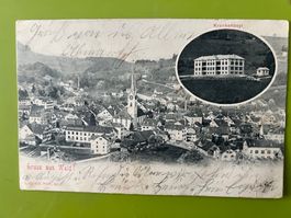 2Bild AK von  Wald- Krankenasyl Stempel 1901