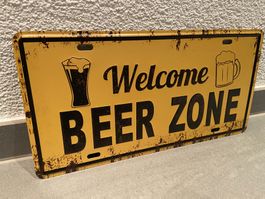 Welcome BEER ZONEVintage Blechschild ! NEU 15 x 30 cm NEU !