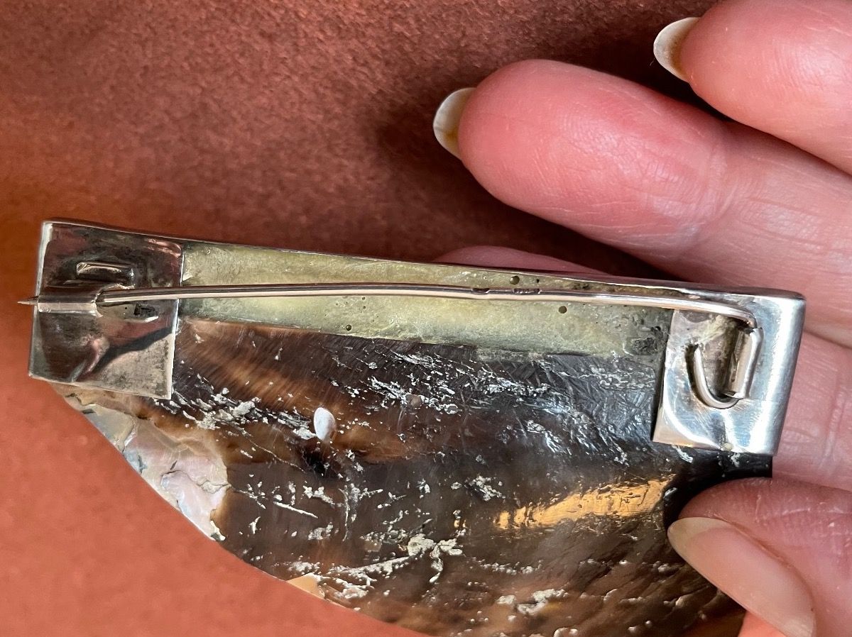 Spille & Fermagli: Perlmutt-Brosche mit Silber – Usato da Ebikon venduto da elischka 1