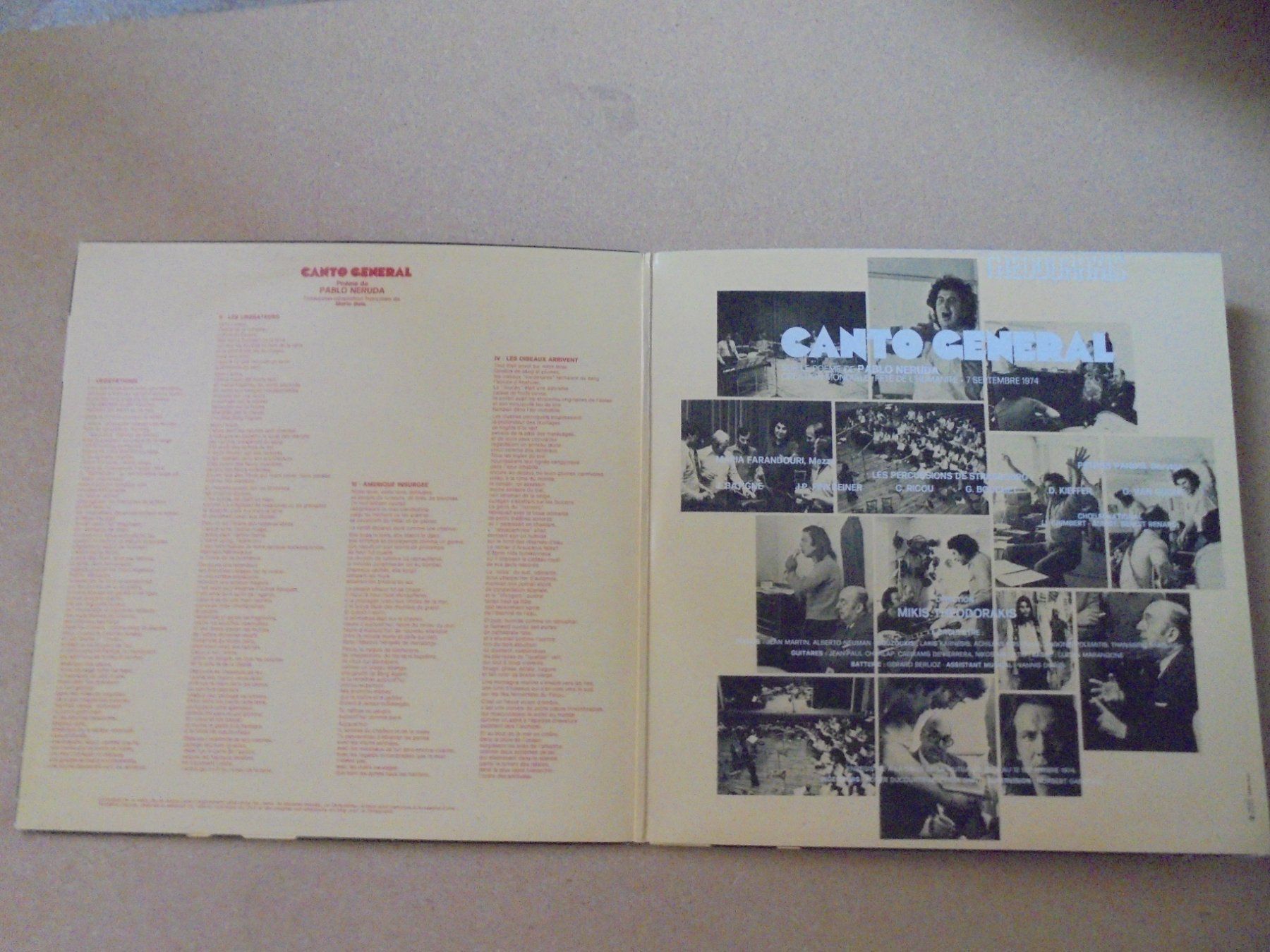 Dischi in vinile: Mikis Theodorakis " Canto General, Pablo Neruda " LP 1975 – Usato da Crissier venduto da Promopost 1