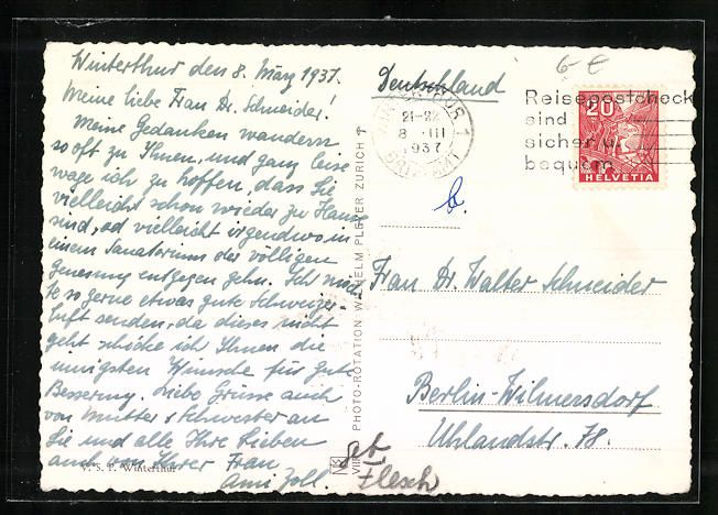 Cartoline postali: Winterthur, Altstadt mit Stadtkirche aus – Usato da Berlin venduto da bartko-reher 1
