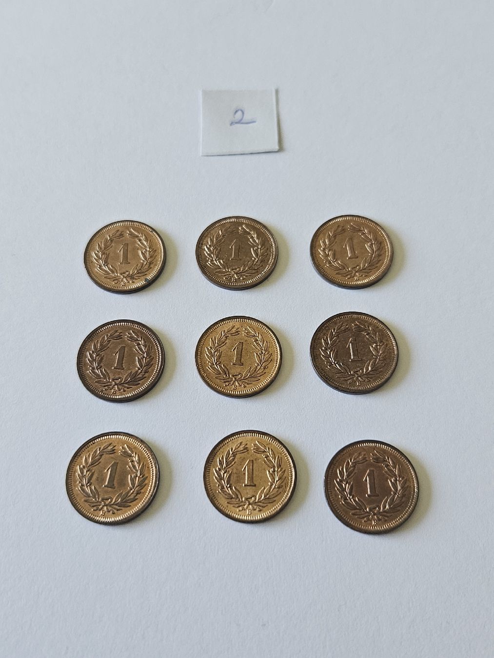 Tutti le monete: 1 Rappen 1937, 9 stk. – Usato da Pfäffikon ZH venduto da Melibol 2