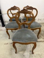 Stuhl 5er Set Holz blau Sitzfläche Louis XV Stil
