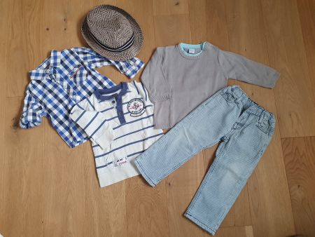 Kleiderpaket Gr. 80 mit Hemd, Hosen, 2 Pullover und Hut