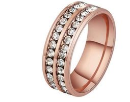EDELSTAHLRING, ROSEGOLD,STRASS, GR.7 NEU
