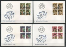 1989, FDC, Pro Juventute, Viererblöcke
