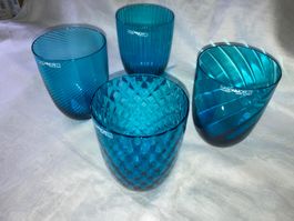 Vier Gläser aus echtem Murano-Glas, von Nason Moretti
