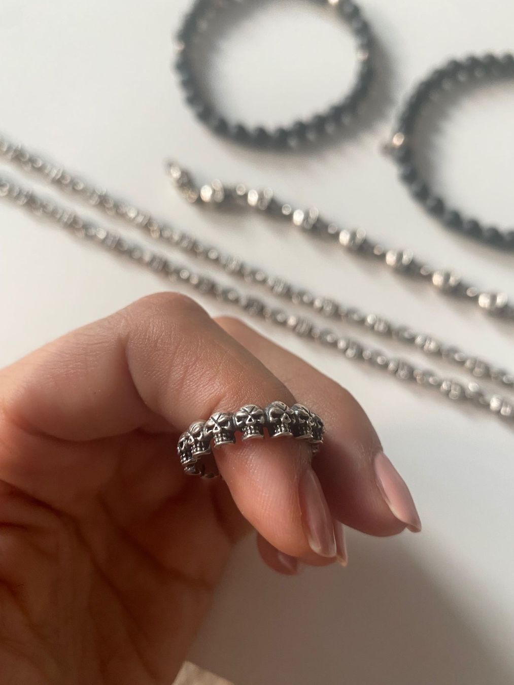 Anelli: Original Handmade "SILVER 2 STEEL" Totenkopf Skull Ring – Nuovo (secondo la descrizione) da Solothurn venduto da sabrina.m.solothurn 5