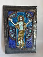 Bronzerelief emailliert von Max Spielmann Christus am Kreuz