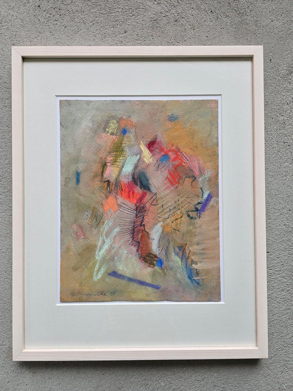 Gemälde: Esther Brunner,"Labyrinthe" Mischtechnik, 1958, monogr. – Gebraucht aus Bern von vintageartbern66