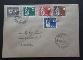 1957 Pro Patria Satz Brief Sonderstempel 75 J. Gotthardbahn