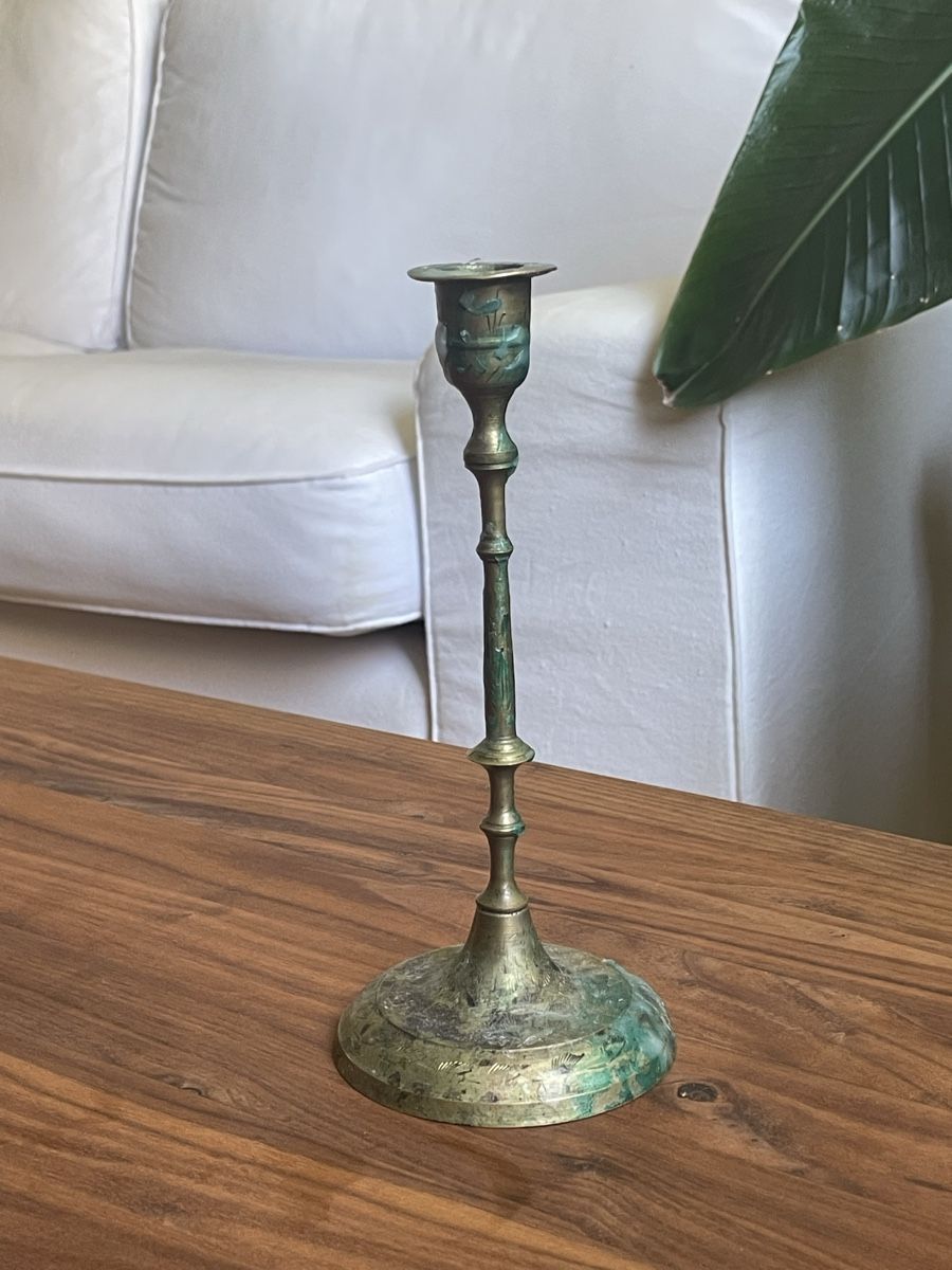 Alle Dekorationen: Brass Candlestick India Engraved Tarnished Single Piece – Gebraucht aus Zürich von woqqy