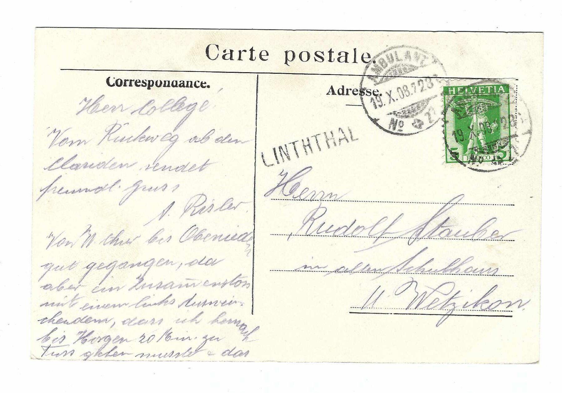 Tutti i francobolli: Stabstempel Linththal 1908 ys – Usato da Aarau venduto da fussball-fussball