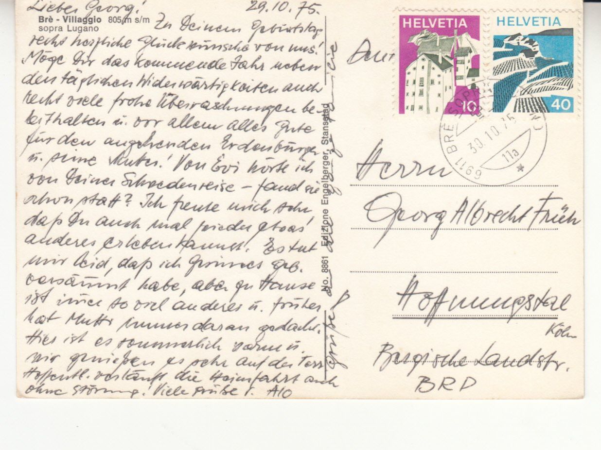 Cartoline postali: Monte Brè 1975 – Usato da Bürglen TG venduto da StampGraf 1