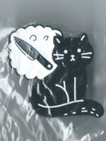 Coole Katze mit Messer- Pin - Schwarze Katze Neu!
