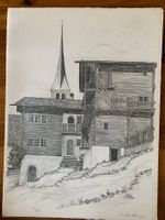 Lithographie Anton Mutter, Kaplanei in Ernen