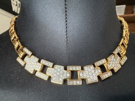 ✨Goldfarbene Vintage-Halskette mit Strasssteinen