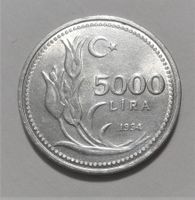 5000 LIra Türkei 1994 TURKIYE CUMHURIYETI