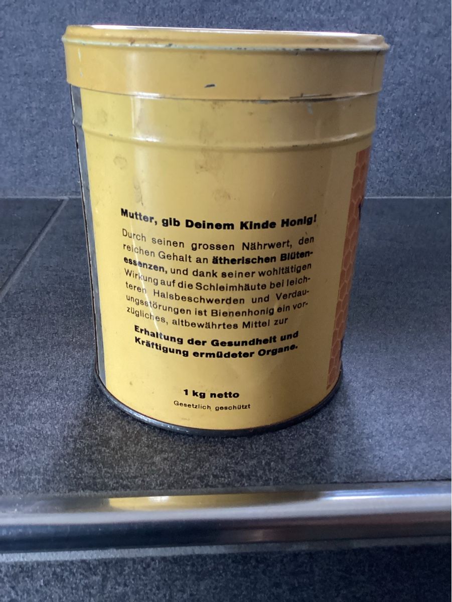 Lebensmittel & Spezialitäten: Antike Blechdose, Schweizer Bienenhonig – Gebraucht aus Plons von Tschugi140 1